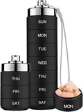 Mossime Metal Travel Pill Organizer, Portable 7 Day Vitamin Organizer Stackable, Waterproof 1 Times A Day Pill Box, Large Pill Container, Daily Medicine Organizer for Vitamin, Fish Oil, Supplement（Black））